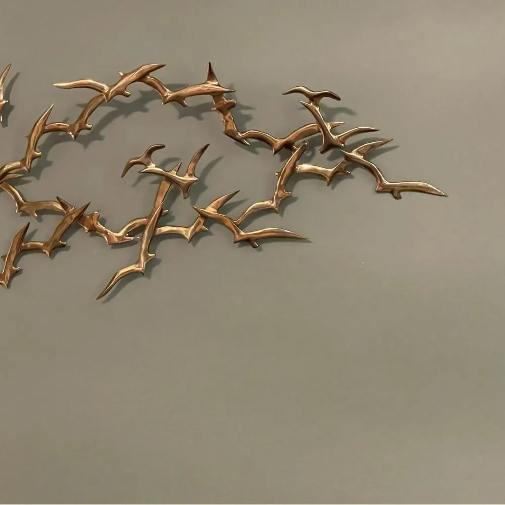 ♥️ BIJAN SIGNED~SEAGULLS~BIRD BRASS METAL ART WALL SCULPTURE~JERE MID CENTURY